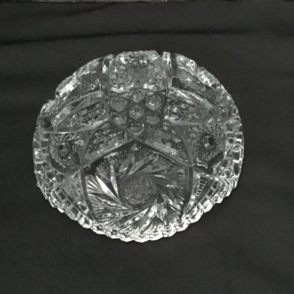 American Brilliant Period Cut Crystal Sawtooth Rim Diamond & Stars. Candy or Tri - Picture 4 of 6